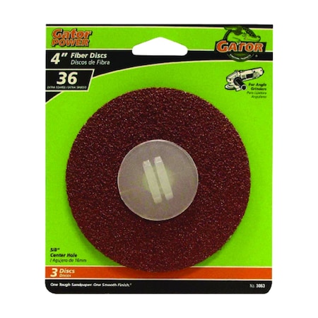 Gator Grit Gator 4 in. Aluminum Oxide Center Mount Fiber Disc 36 Grit Extra Coarse 3 pk 3063